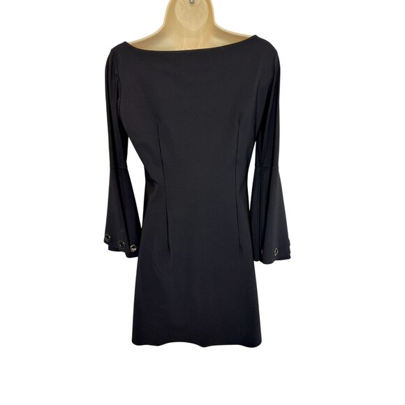 Chiara Boni La Petite Robe Black Grommet-Embellished Bell-Sleeve Dress - size M - Picture 2 of 8